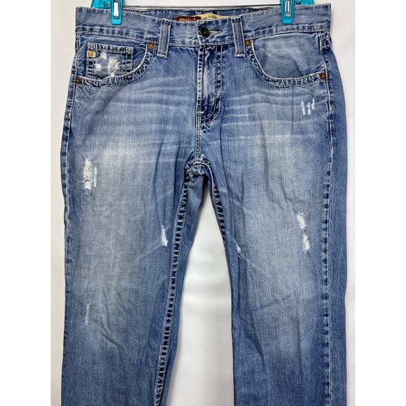 Big Star Men's Size 36 Blue Union Slim Straight Leg Distressed Denim Jeans - Picture 4 of 9